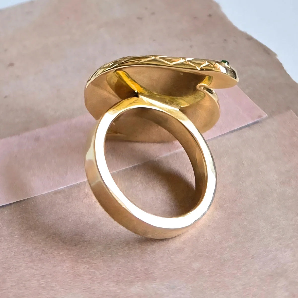 protection snake ring natural ethiopian opal emerald eyes