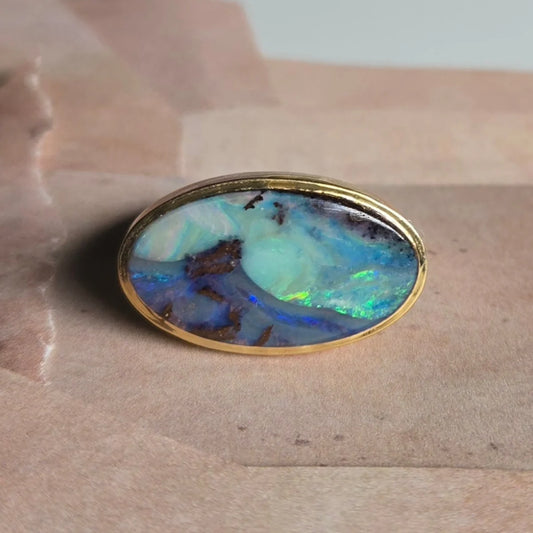 picture-scape boulder opal ring