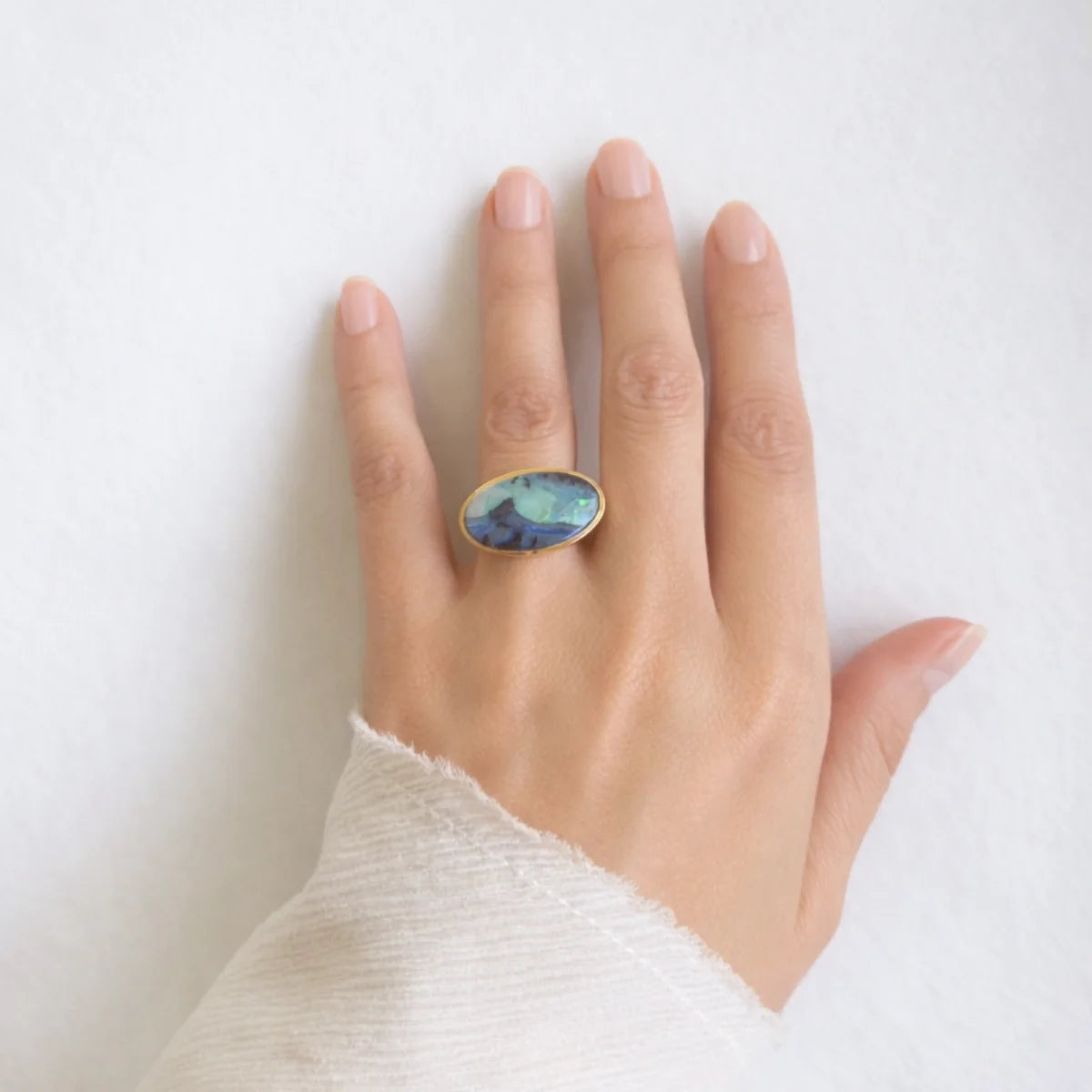 picture-scape boulder opal ring