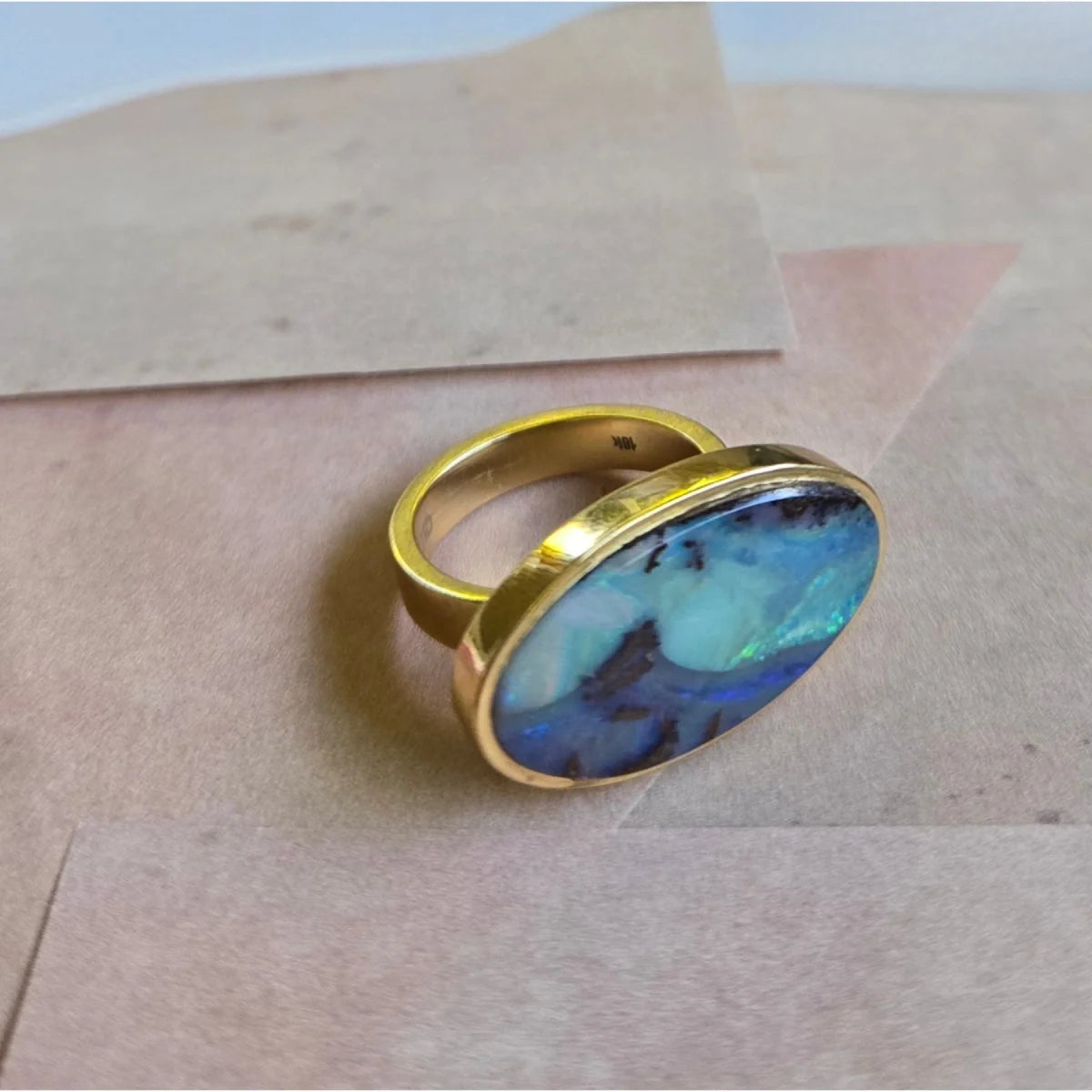 picture-scape boulder opal ring