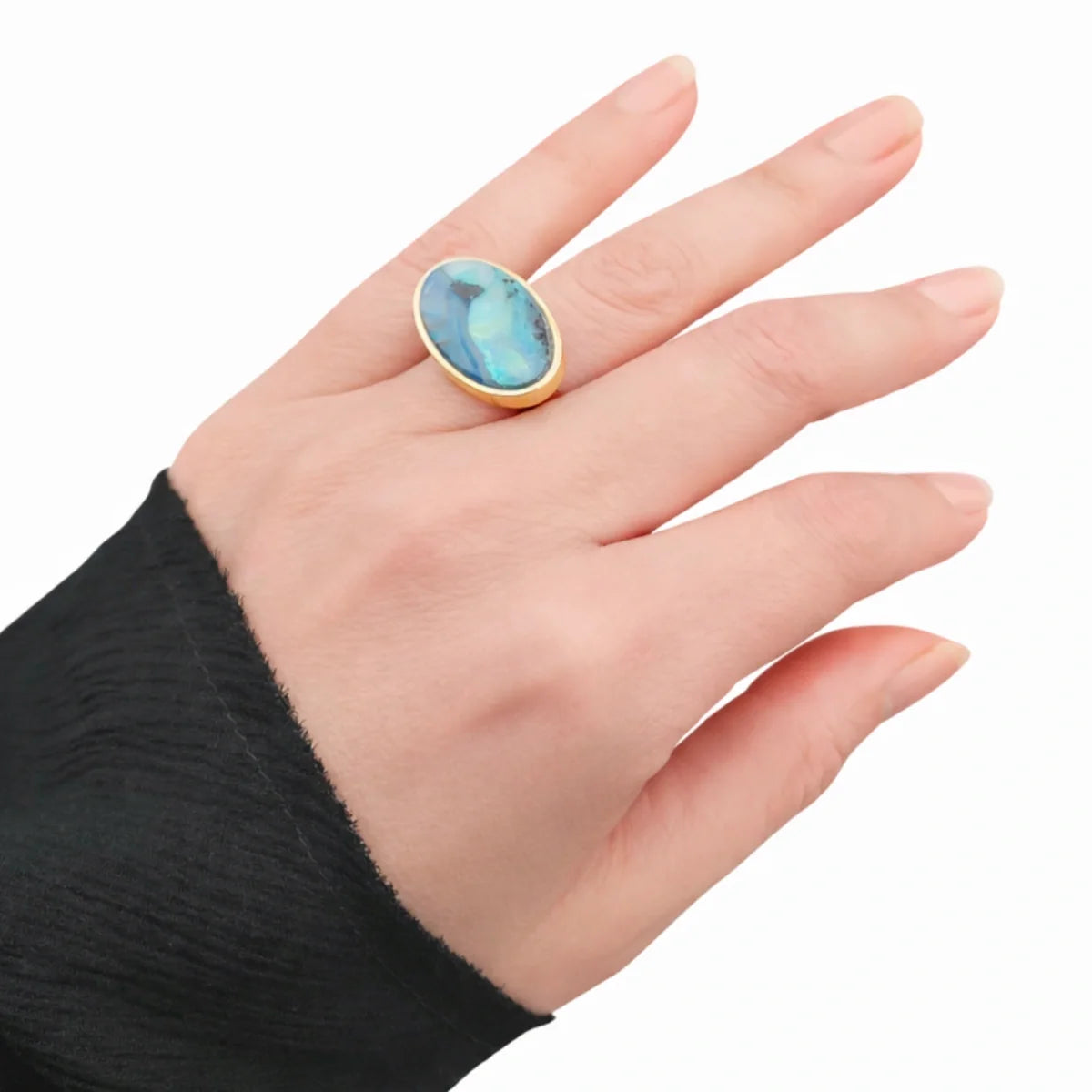 picture-scape boulder opal ring